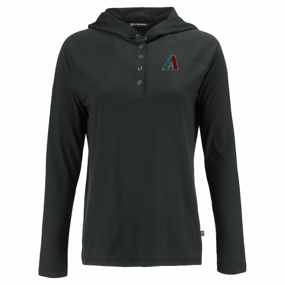 Arizona Diamondbacks Cutter & Buck Women's  Coastline Epic Comfort Eco Recycled Hoodie Raglan Long Sleeve T-Shirt - Black