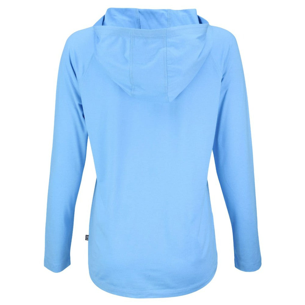 Atlanta Braves Cutter & Buck Women's  Coastline Epic Comfort Eco Recycled Hoodie Raglan Long Sleeve T-Shirt - Powder Blue