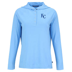 Kansas City Royals Cutter & Buck Women's  Coastline Epic Comfort Eco Recycled Hoodie Raglan Long Sleeve T-Shirt - Powder Blue