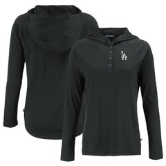 Los Angeles Dodgers Cutter & Buck Women's  Coastline Epic Comfort Eco Recycled Hoodie Raglan Long Sleeve T-Shirt - Black