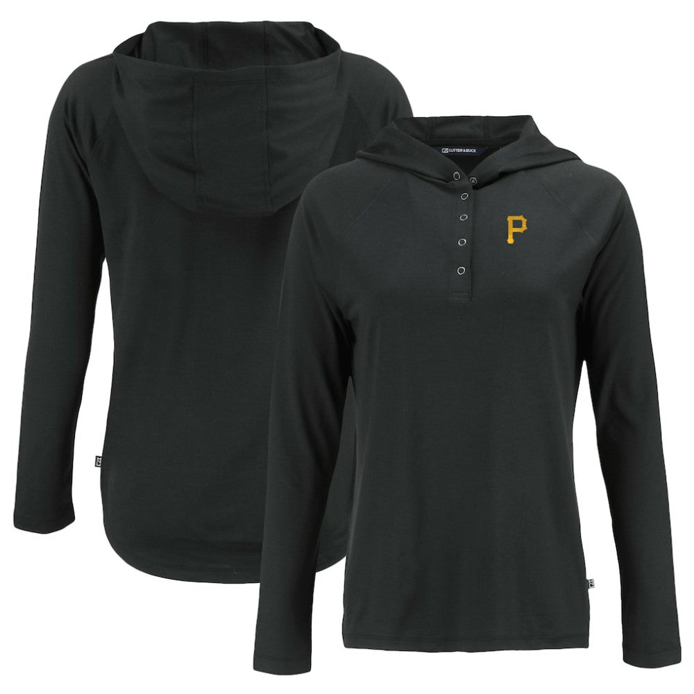 Pittsburgh Pirates Cutter & Buck Women's  Coastline Epic Comfort Eco Recycled Hoodie Raglan Long Sleeve T-Shirt - Black