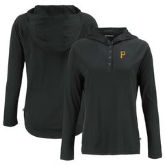 Pittsburgh Pirates Cutter & Buck Women's  Coastline Epic Comfort Eco Recycled Hoodie Raglan Long Sleeve T-Shirt - Black