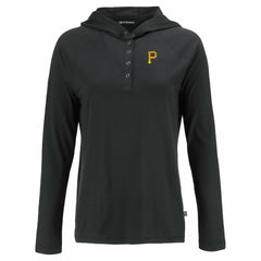 Pittsburgh Pirates Cutter & Buck Women's  Coastline Epic Comfort Eco Recycled Hoodie Raglan Long Sleeve T-Shirt - Black