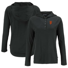 San Francisco Giants Cutter & Buck Women's  Coastline Epic Comfort Eco Recycled Hoodie Raglan Long Sleeve T-Shirt - Black