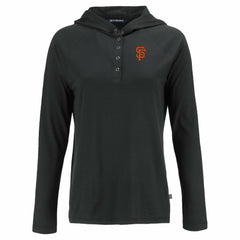 San Francisco Giants Cutter & Buck Women's  Coastline Epic Comfort Eco Recycled Hoodie Raglan Long Sleeve T-Shirt - Black