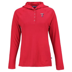 Texas Rangers Cutter & Buck Women's  Coastline Epic Comfort Eco Recycled Hoodie Raglan Long Sleeve T-Shirt - Red