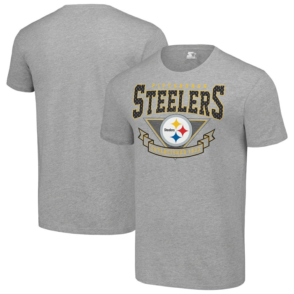 Pittsburgh Steelers Starter 80s Inspired Team Logo T-Shirt - Heather Gray discount