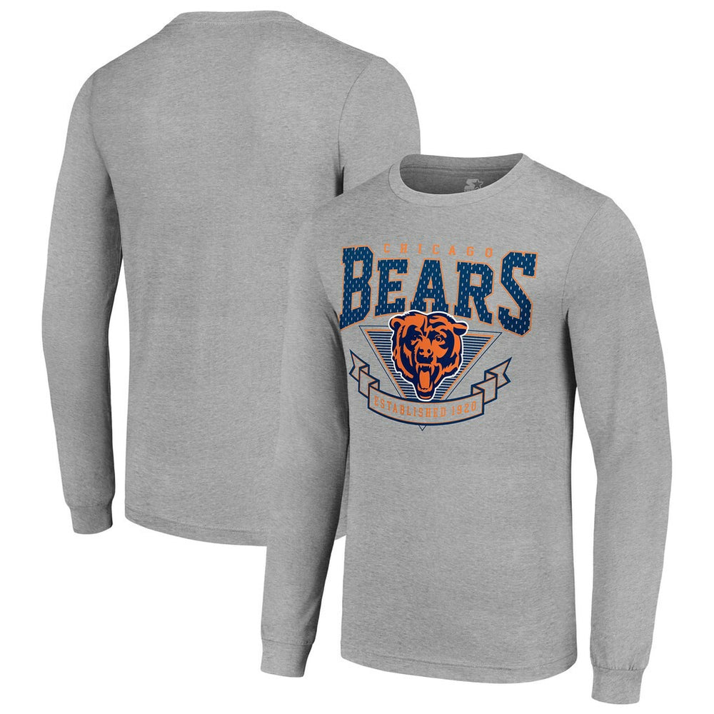 Chicago Bears Starter '80s Inspired Team Logo Long Sleeve T-Shirt - Heather Gray cheap