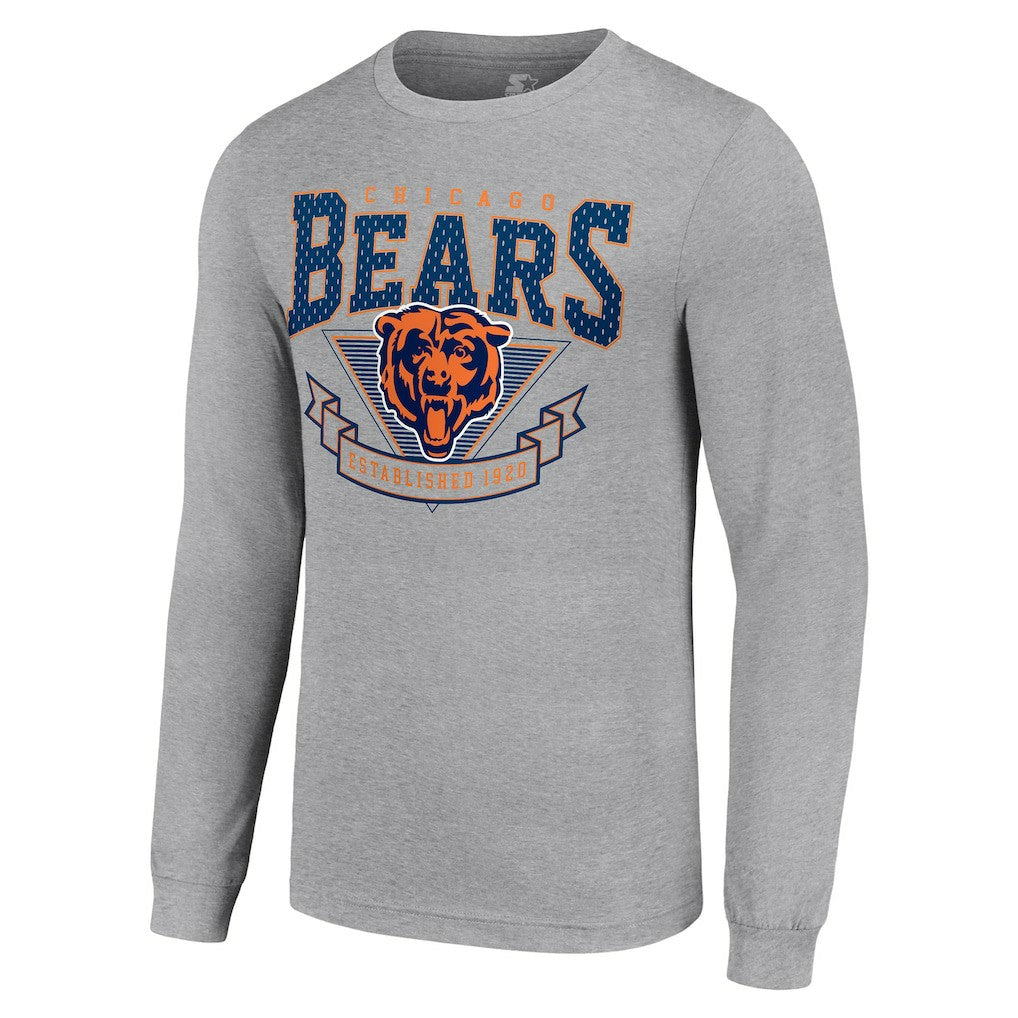 Chicago Bears Starter '80s Inspired Team Logo Long Sleeve T-Shirt - Heather Gray cheap