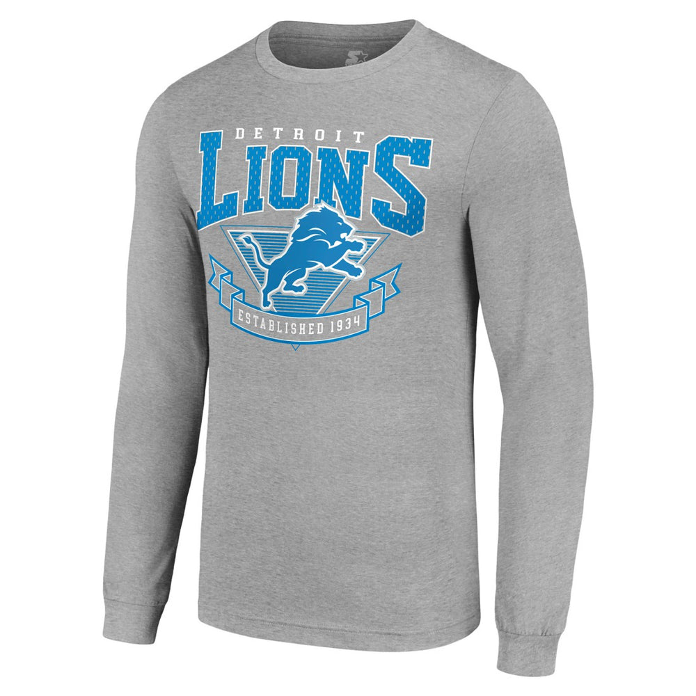 Detroit Lions Starter '80s Inspired Team Logo Long Sleeve T-Shirt - Heather Gray sale