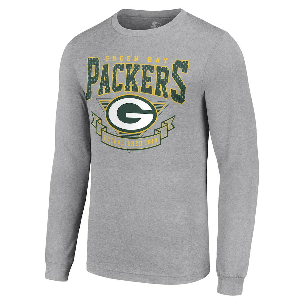 Green Bay Packers Starter '80s Inspired Team Logo Long Sleeve T-Shirt - Heather Gray discount