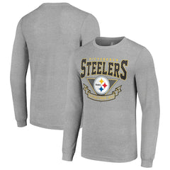 Pittsburgh Steelers Starter '80s Inspired Team Logo Long Sleeve T-Shirt - Heather Gray online