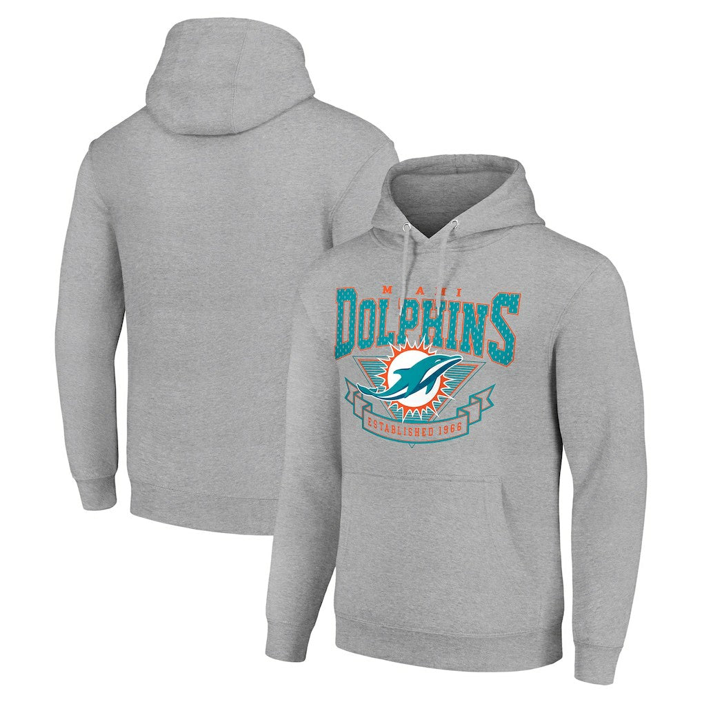 Miami Dolphins Starter ‘80s Inspired Pullover Hoodie - Heather Gray outlet