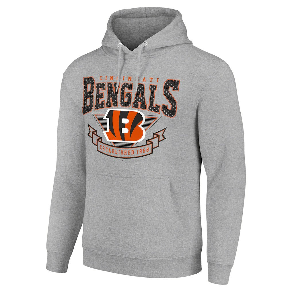 Cincinnati Bengals Starter ‘80s Inspired Pullover Hoodie - Heather Gray for sale
