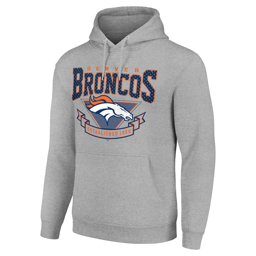 Denver Broncos Starter ‘80s Inspired Pullover Hoodie - Heather Gray for sale