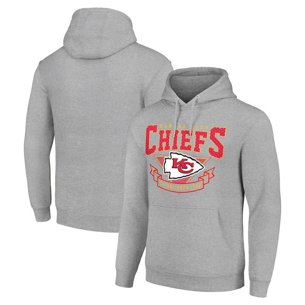 Kansas City Chiefs Starter ‘80s Inspired Pullover Hoodie - Heather Gray sale