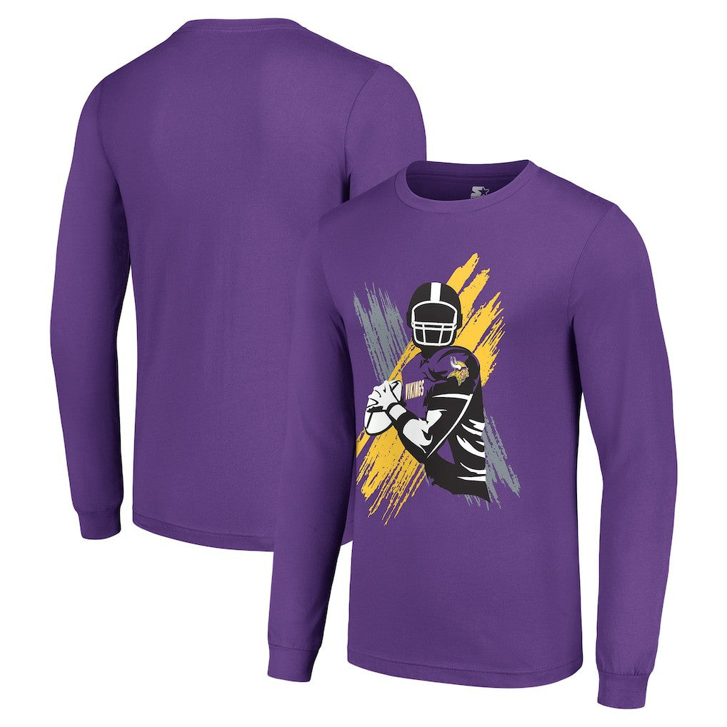 Minnesota Vikings Starter Player X Logo Graphic Long Sleeve T-Shirt - Purple discount