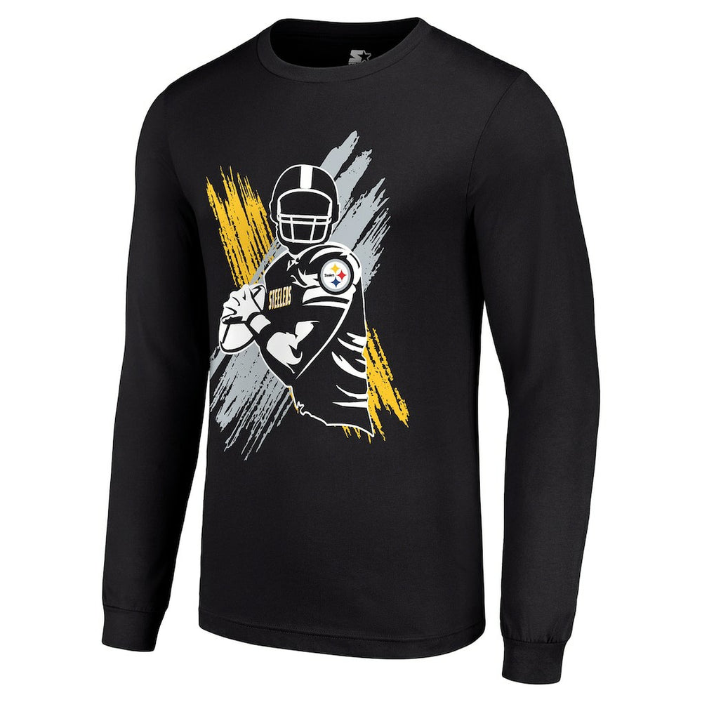 Pittsburgh Steelers Starter Player X Logo Graphic Long Sleeve T-Shirt - Black on sale