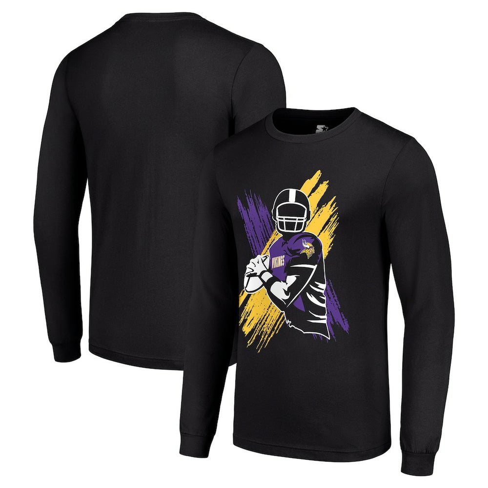 Minnesota Vikings Starter Player X Logo Graphic Long Sleeve T-Shirt - Black on sale