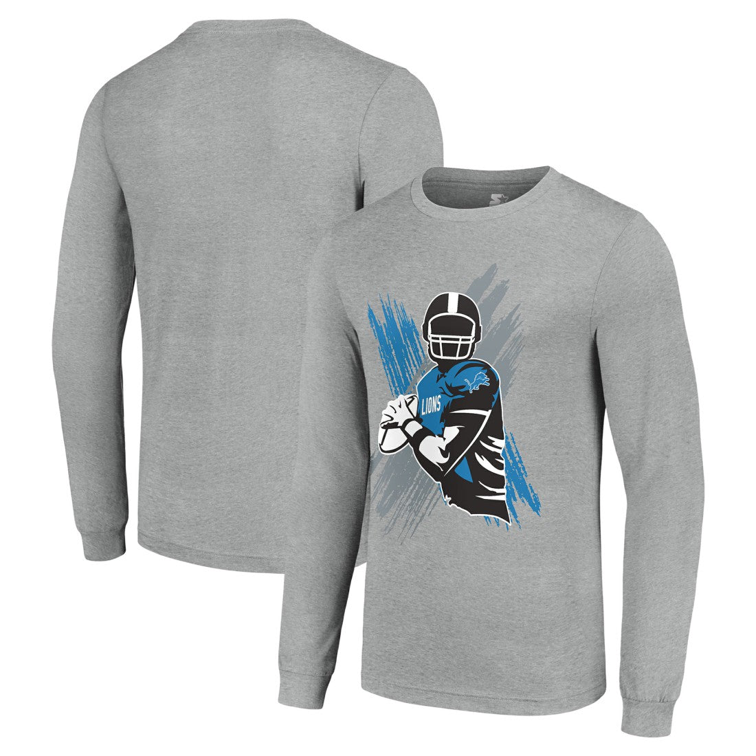 Detroit Lions Starter Player X Logo Graphic Long Sleeve T-Shirt - Heather Gray cheap