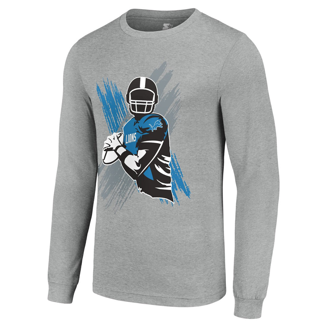 Detroit Lions Starter Player X Logo Graphic Long Sleeve T-Shirt - Heather Gray cheap
