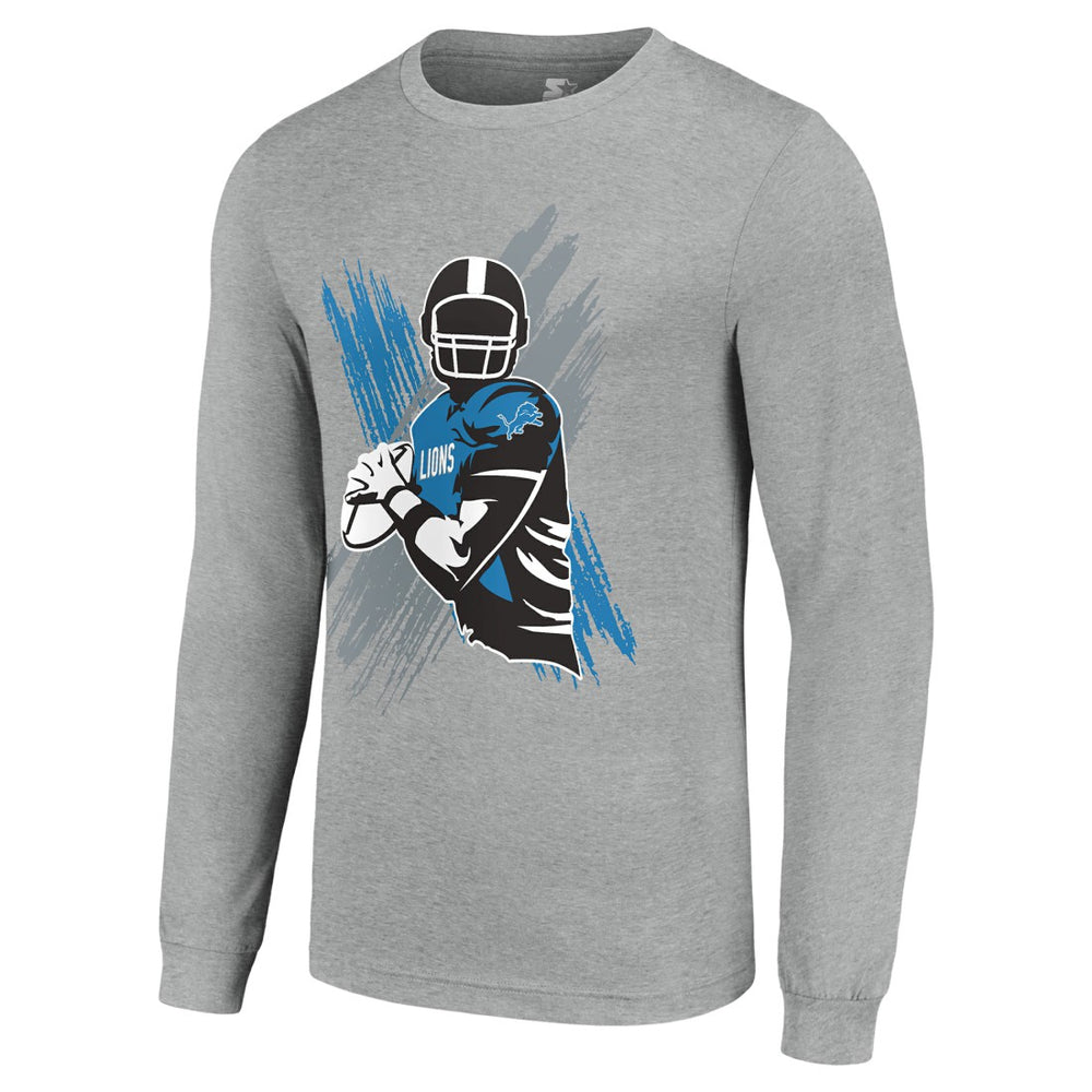 Detroit Lions Starter Player X Logo Graphic Long Sleeve T-Shirt - Heather Gray cheap
