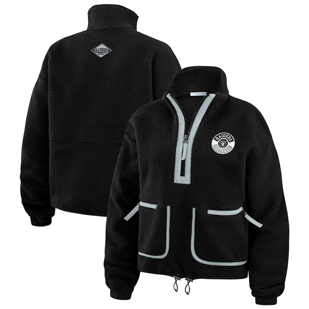 Las Vegas Raiders WEAR by Erin Andrews Women's Polar Fleece Half-Zip Jacket - Black online