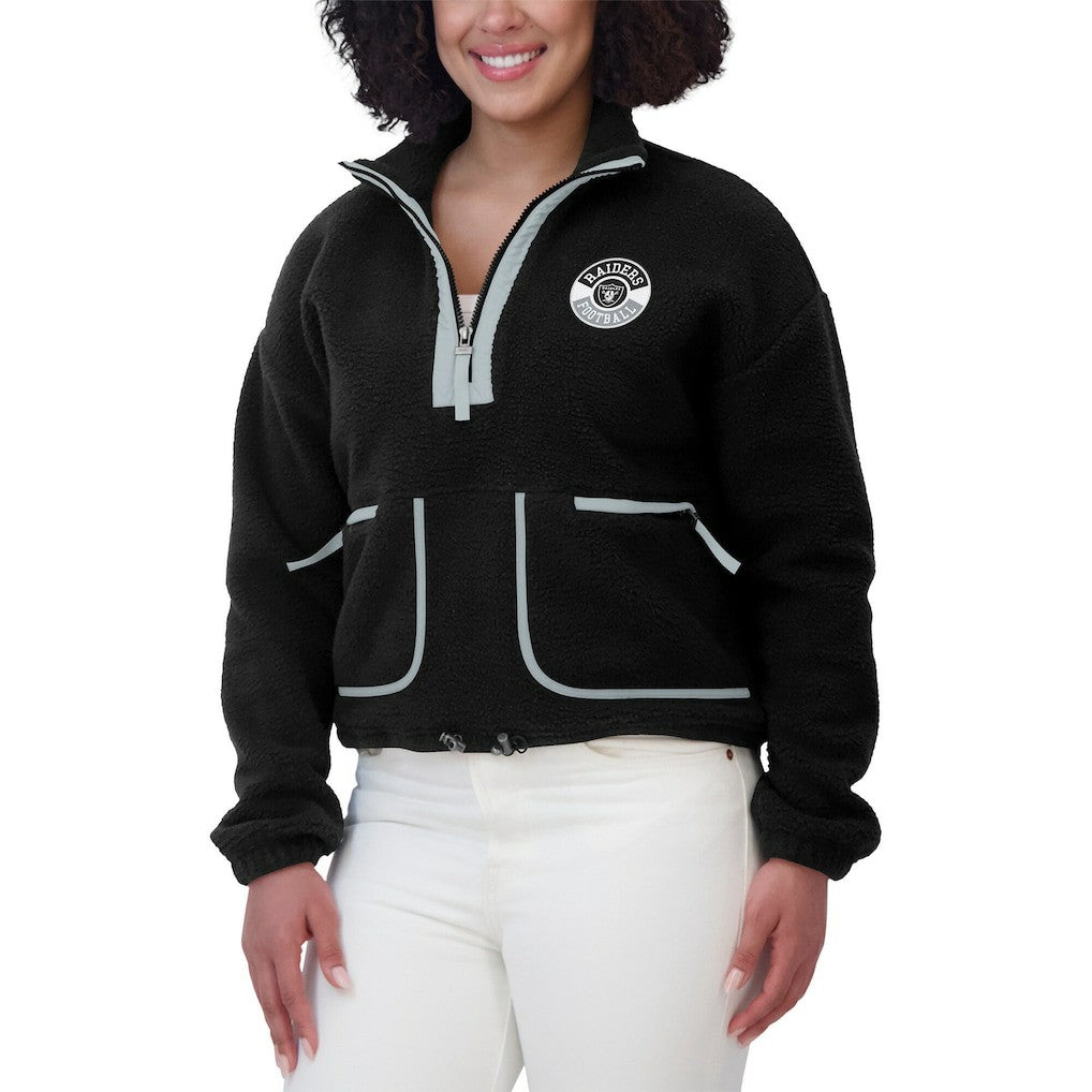 Las Vegas Raiders WEAR by Erin Andrews Women's Polar Fleece Half-Zip Jacket - Black online