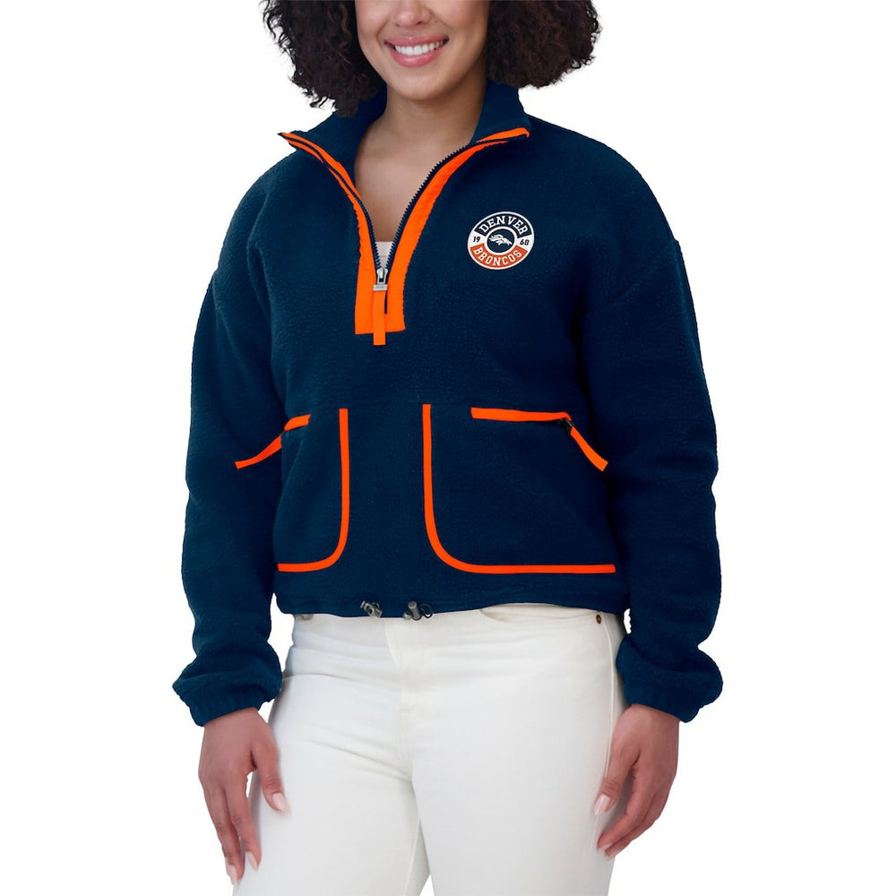 Denver Broncos WEAR by Erin Andrews Women's Polar Fleece Half-Zip Jacket - Navy sale