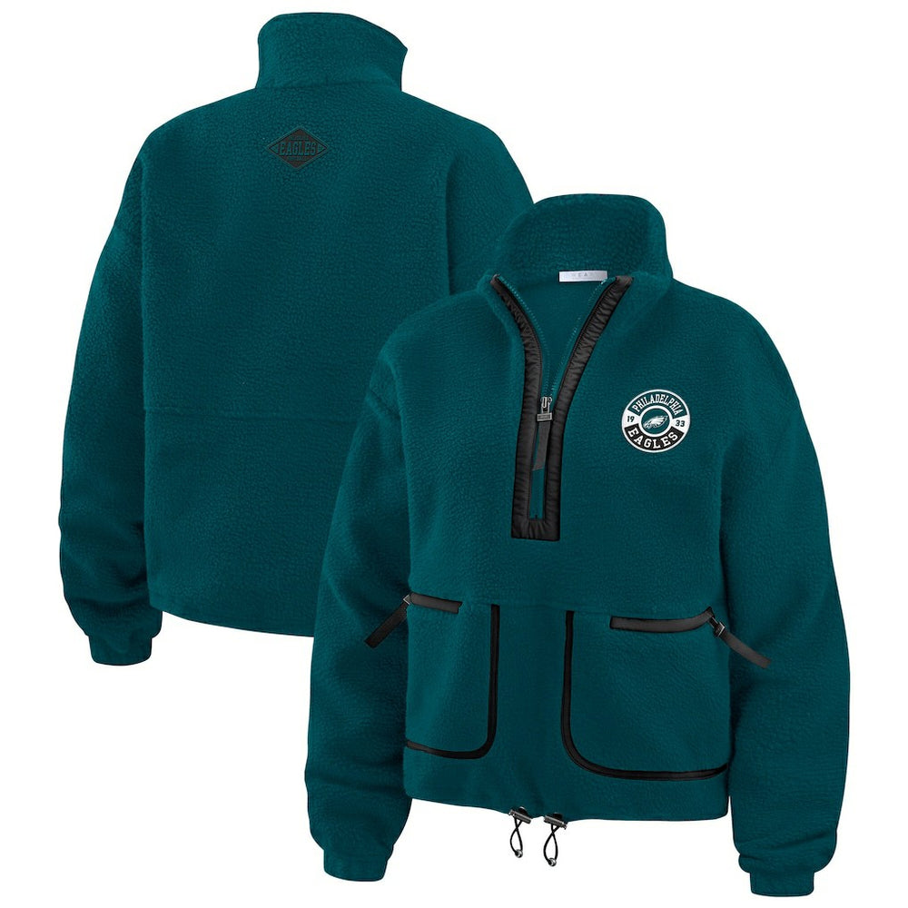 Philadelphia Eagles WEAR by Erin Andrews Women's Polar Fleece Half-Zip Jacket - Midnight Green sale