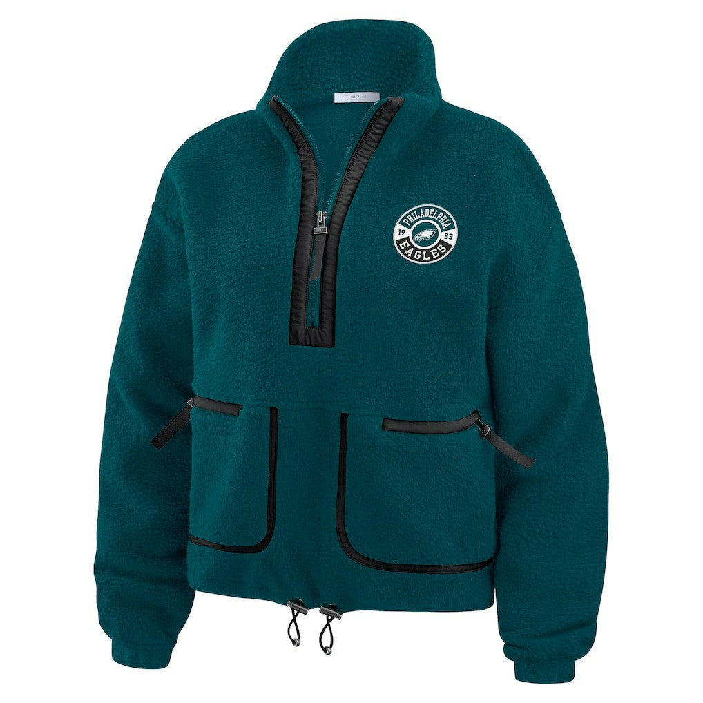 Philadelphia Eagles WEAR by Erin Andrews Women's Polar Fleece Half-Zip Jacket - Midnight Green sale