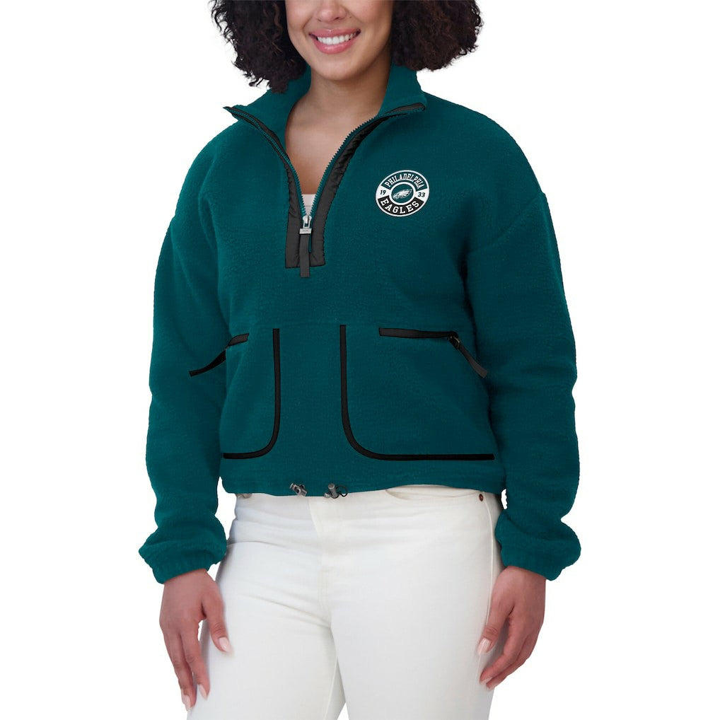 Philadelphia Eagles WEAR by Erin Andrews Women's Polar Fleece Half-Zip Jacket - Midnight Green sale