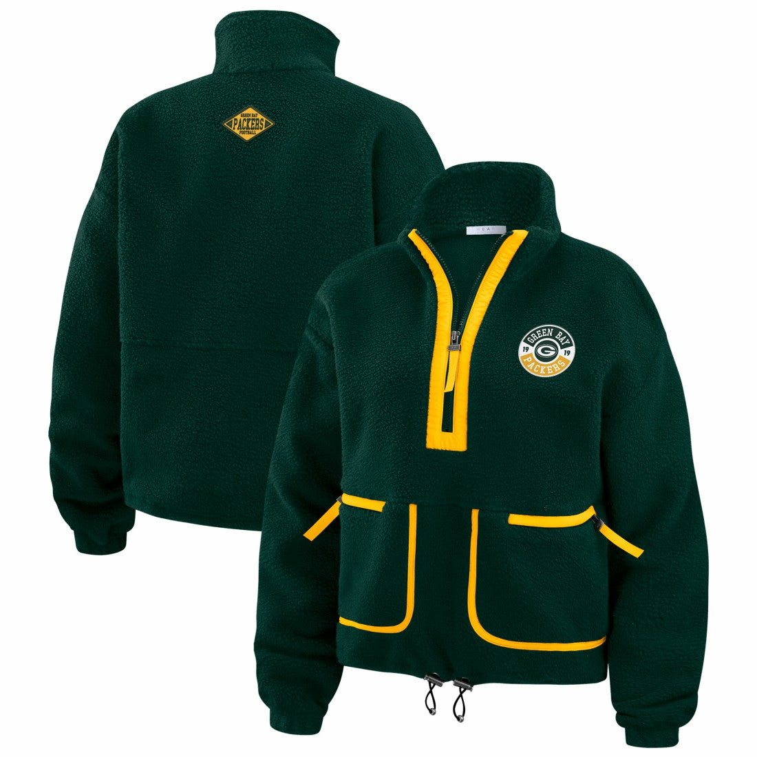 Green Bay Packers WEAR by Erin Andrews Women's Polar Fleece Half-Zip Jacket - Green cheap