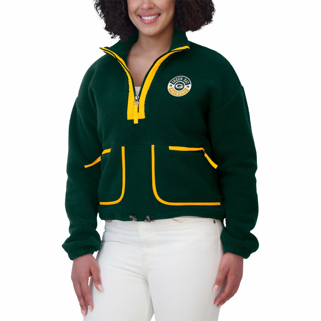 Green Bay Packers WEAR by Erin Andrews Women's Polar Fleece Half-Zip Jacket - Green cheap