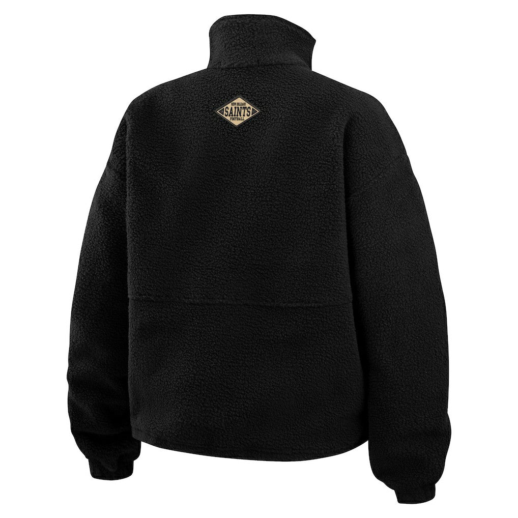 New Orleans Saints WEAR by Erin Andrews Women's Polar Fleece Half-Zip Jacket - Black discount