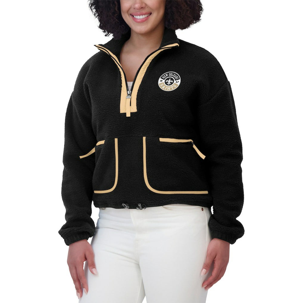 New Orleans Saints WEAR by Erin Andrews Women's Polar Fleece Half-Zip Jacket - Black discount
