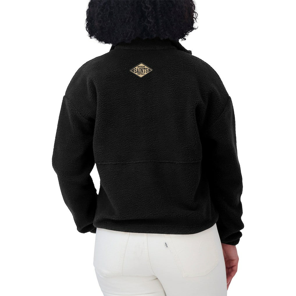 New Orleans Saints WEAR by Erin Andrews Women's Polar Fleece Half-Zip Jacket - Black discount