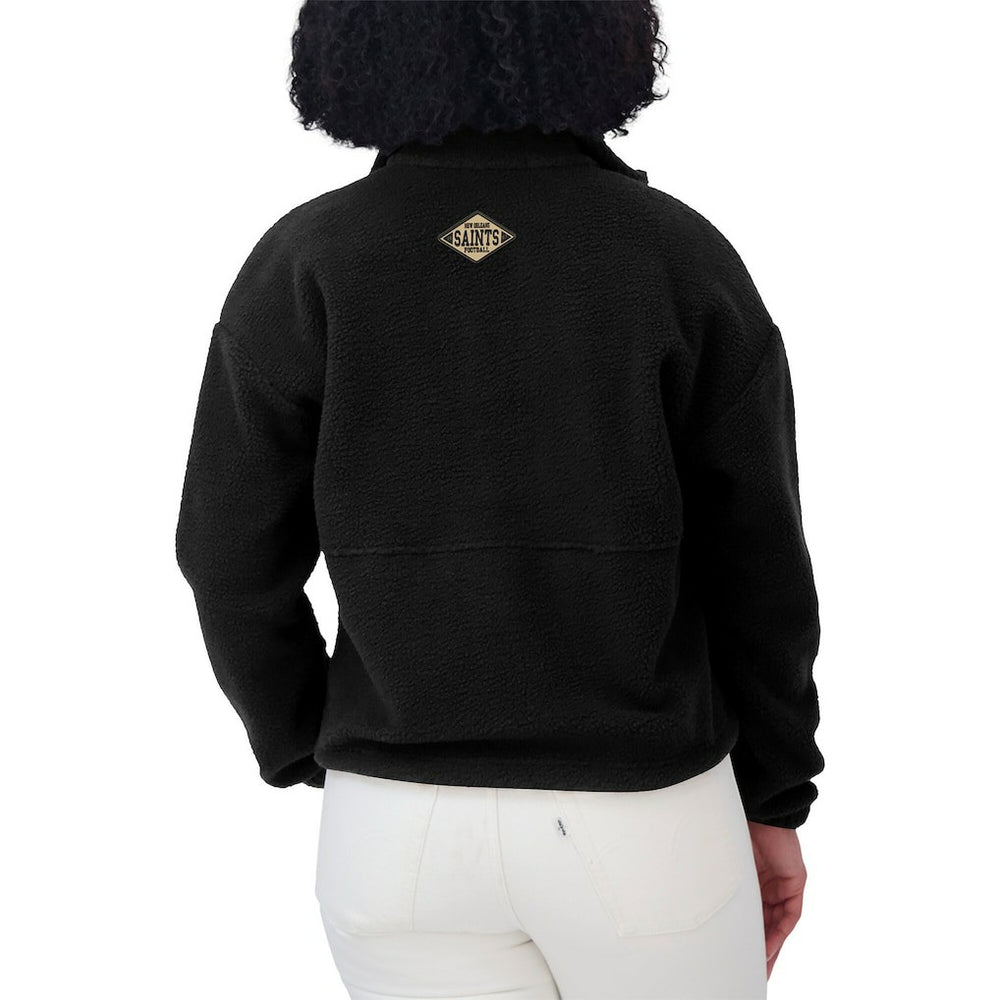 New Orleans Saints WEAR by Erin Andrews Women's Polar Fleece Half-Zip Jacket - Black discount