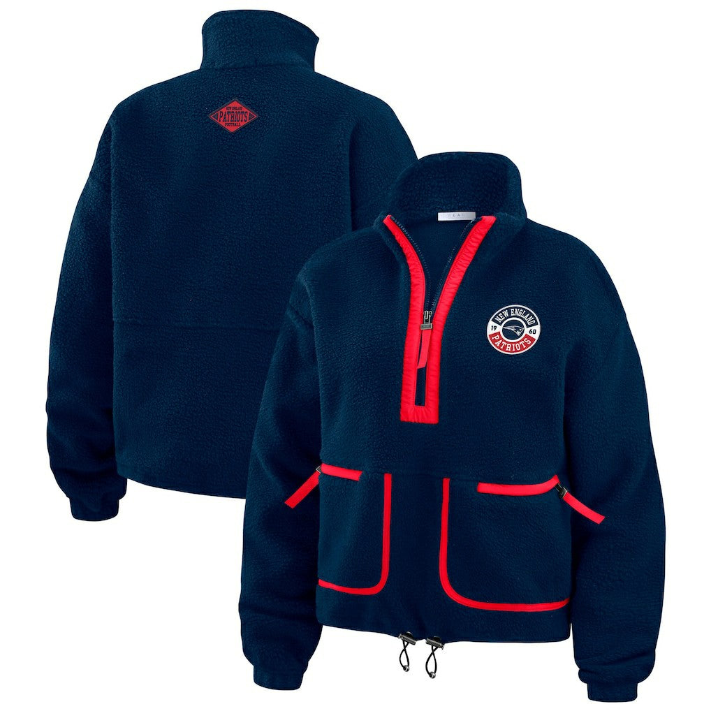 New England Patriots WEAR by Erin Andrews Women's Polar Fleece Half-Zip Jacket - Navy sale