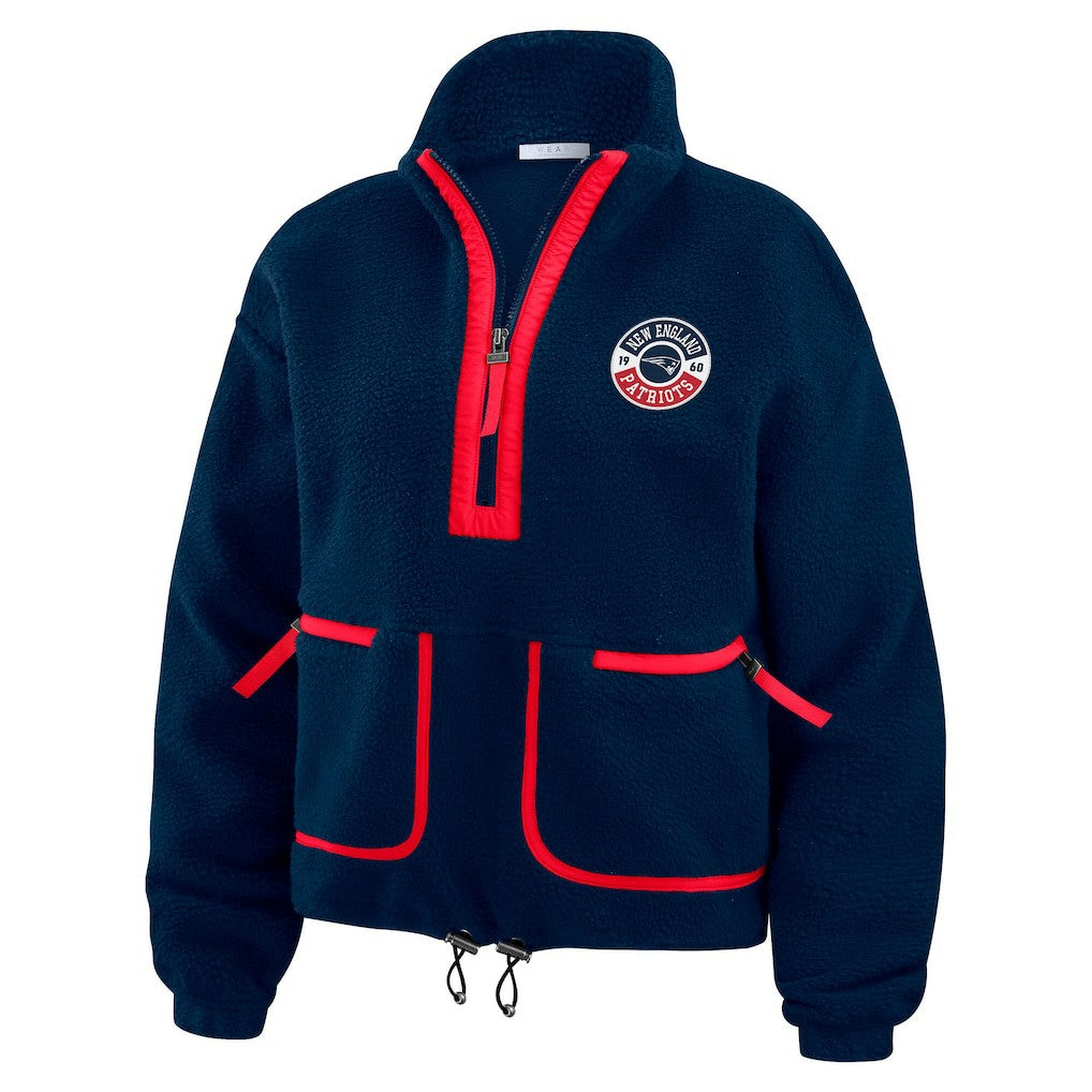 New England Patriots WEAR by Erin Andrews Women's Polar Fleece Half-Zip Jacket - Navy sale