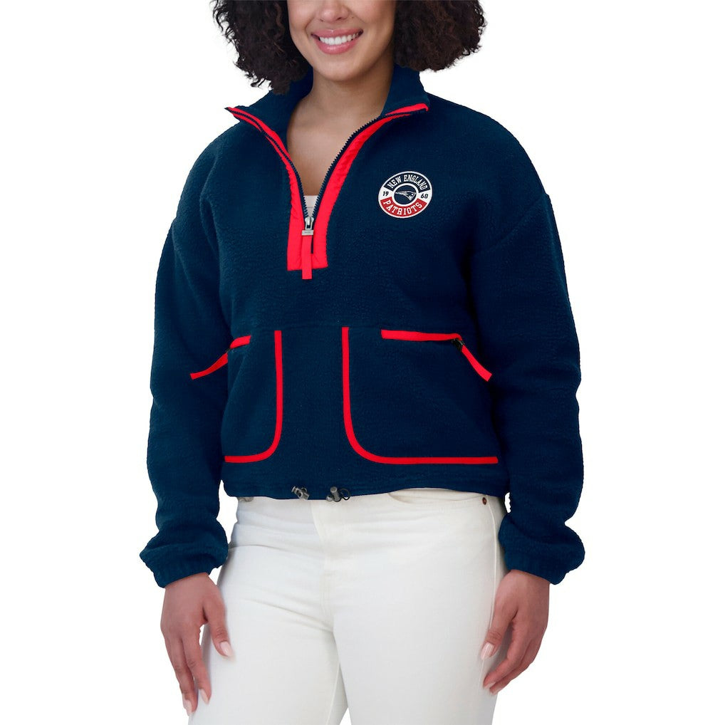 New England Patriots WEAR by Erin Andrews Women's Polar Fleece Half-Zip Jacket - Navy sale