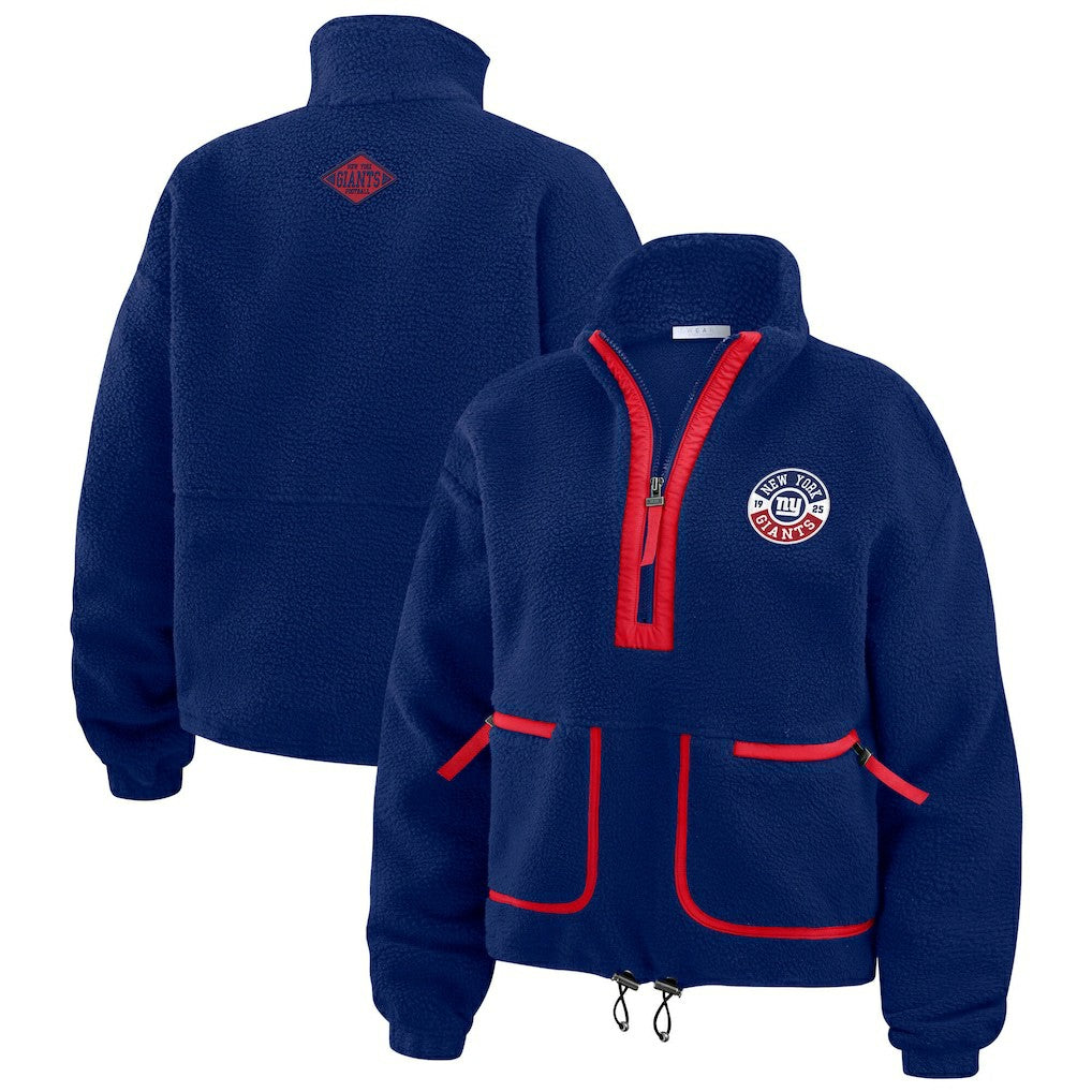 New York Giants WEAR by Erin Andrews Women's Polar Fleece Half-Zip Jacket - Royal discount