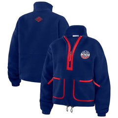 New York Giants WEAR by Erin Andrews Women's Polar Fleece Half-Zip Jacket - Royal discount