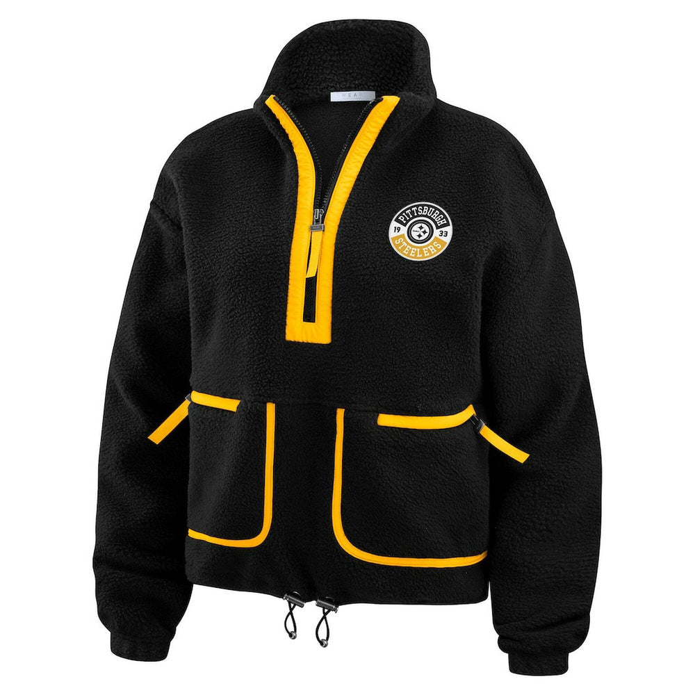 Pittsburgh Steelers WEAR by Erin Andrews Women's Polar Fleece Half-Zip Jacket - Black discount