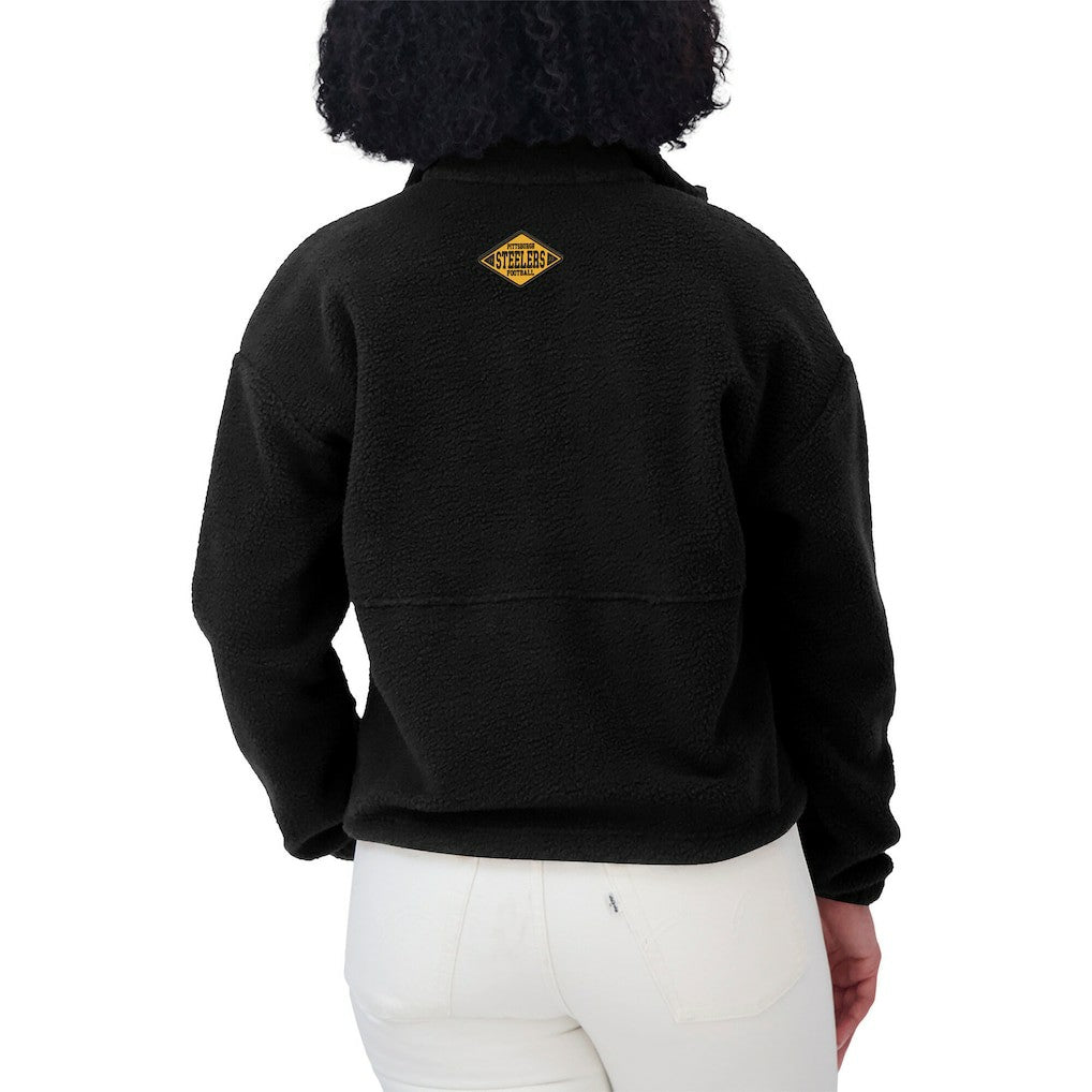 Pittsburgh Steelers WEAR by Erin Andrews Women's Polar Fleece Half-Zip Jacket - Black discount