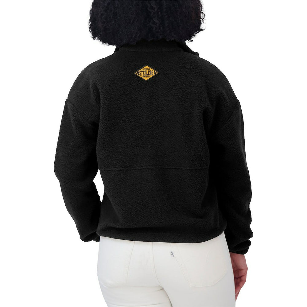 Pittsburgh Steelers WEAR by Erin Andrews Women's Polar Fleece Half-Zip Jacket - Black discount