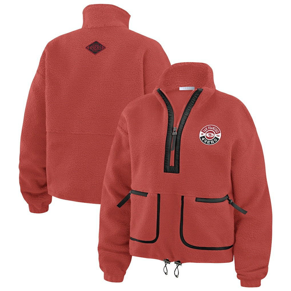 San Francisco 49ers WEAR by Erin Andrews Women's Polar Fleece Half-Zip Jacket - Scarlet on sale