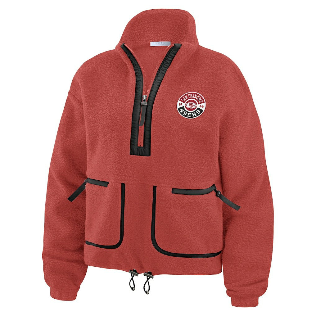 San Francisco 49ers WEAR by Erin Andrews Women's Polar Fleece Half-Zip Jacket - Scarlet on sale