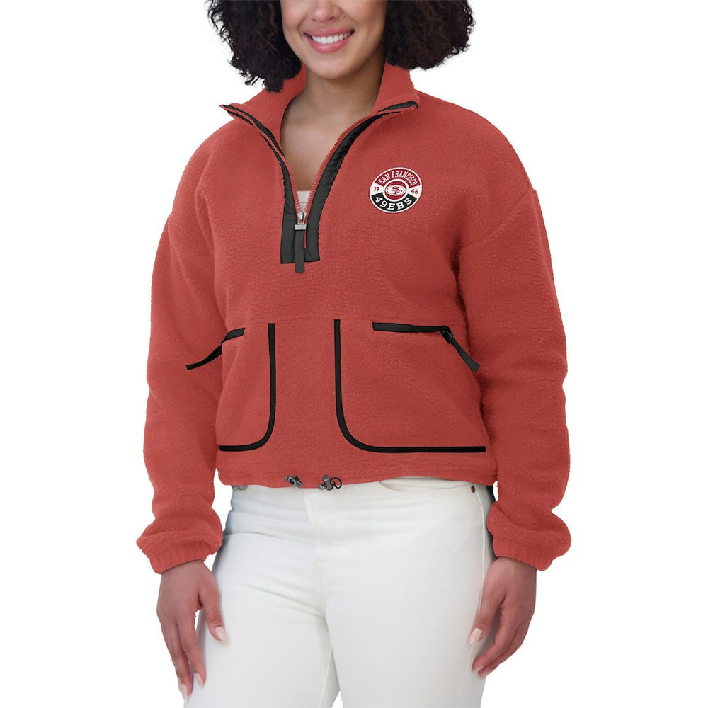 San Francisco 49ers WEAR by Erin Andrews Women's Polar Fleece Half-Zip Jacket - Scarlet on sale