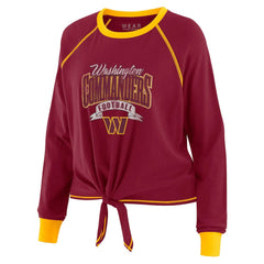 Washington Commanders WEAR by Erin Andrews Women's Tie-Front Long Sleeve Top - Burgundy/Gold sale